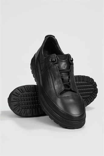 Bağcıklı Hakiki Deri Kaymaz Taban Rahat Siyah Erkek Ayakkabı 15731 Erkek Günlük Ayakkabı Greyder GREYDER 15731 22k