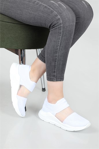Çorap Model Triko Tül Detaylı Sneakers Beyaz Kadın Ayakkabı OPPACY Kadın Günlük Spor Ayakkabı Beınsteps Beinsteps 602 Oppacy 22y