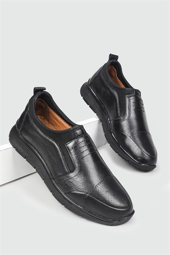 Deri Rahat Taban Günlük Siyah Erkek Ayakkabı 100 Erkek Günlük Ayakkabı Wow Plus KARLAND 100 MER DERİ AYAK