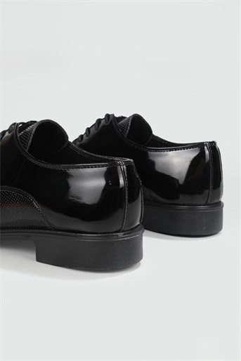 Fantazi Siyah Rugan Erkek Ayakkabı 100 Erkek Klasik Ayakkabı Ünal ÜNAL 100 MER PVC FANTAZİ