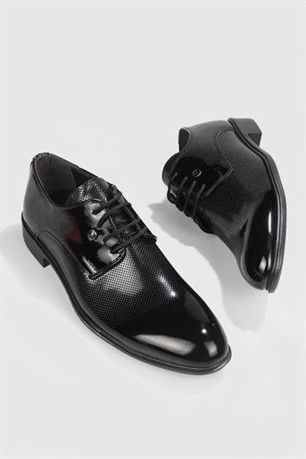 Fantazi Siyah Rugan Erkek Ayakkabı 100 Erkek Klasik Ayakkabı Ünal ÜNAL 100 MER PVC FANTAZİ