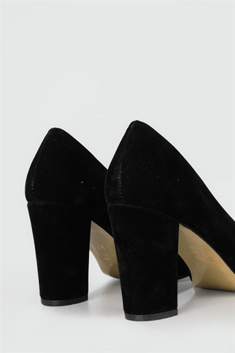 Günlük 9 cm Topuklu Siyah Süet Kadın Ayakkabı N-2600 Kadın Yüksek Topuklu Carla Bella 7167870
