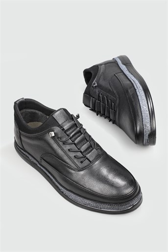Günlük Deri Siyah Erkek Ayakkabı Ş-720 Erkek Günlük Ayakkabı Wow Plus WOW PLUS Ş-720 22K