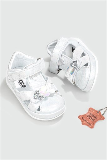 İlk Adım Deri Ortopedik Gümüş Çocuk Spor Ayakkabı LONNİE Bebek Sneaker Vicco VİCCO 016 İlk Adım 22Y