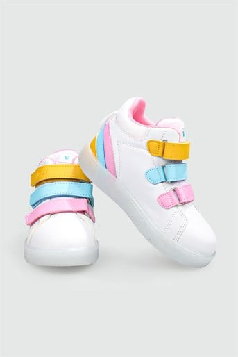 Kaymaz Taban Işıklı Cırtlı Pembe Çocuk Spor Ayakkabı RAİNBOW Çocuk Günlük Spor Ayakkabı Vicco VİCCO Rainbow 180 22K