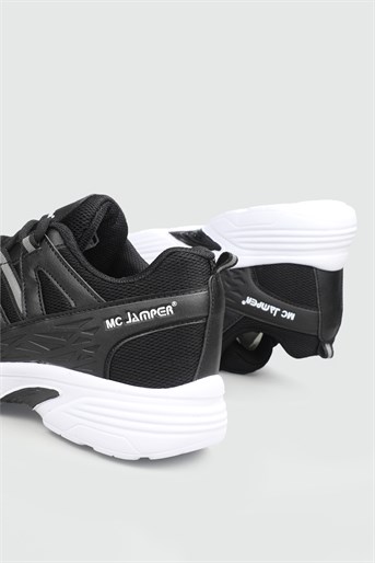 Nefes Alır Fileli Bağcıklı Siyah Beyaz Erkek Spor Ayakkabı 2111 Erkek Günlük Spor Ayakkabı Jamper MC JAMPER 2111 MER SPOR 22Y