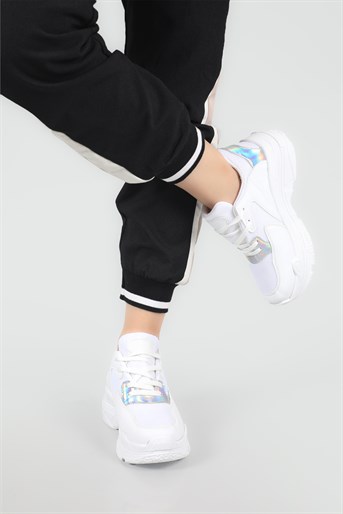 Nefes Alır Kalın Taban Bağcıklı Byz Gümüş Kadın Spor Ayakkabı Ş-10 Kadın Sneaker Beınsteps 185315580