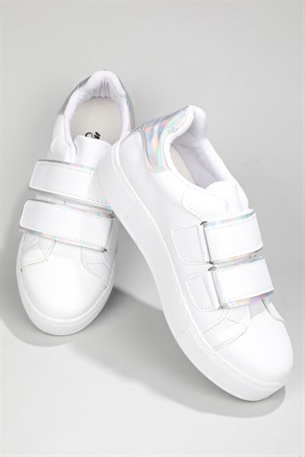 Rahat Cırtlı Kaymaz Taban Beyaz Gümüş Kadın Spor Ayakkabı LOWCAROLİNE Kadın Sneaker Beınsteps Beinsteps Low Caroline 22K