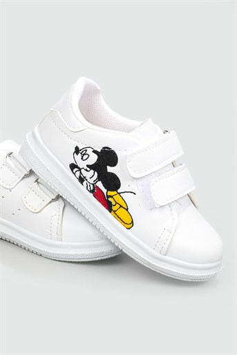 Resim Baskılı Cırtlı Beyaz Beyaz Çocuk Spor Ayakkabı RESİMLİ Çocuk Sneaker Beınsteps Beinsteps Resimli Çocuk Spor