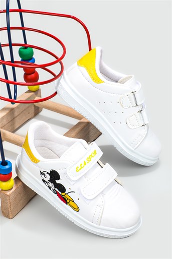 Resim Baskılı Cırtlı Byz Sarı Çocuk Spor Ayakkabı RESİMLİ Çocuk Sneaker Beınsteps Beinsteps Resimli Çocuk Spor