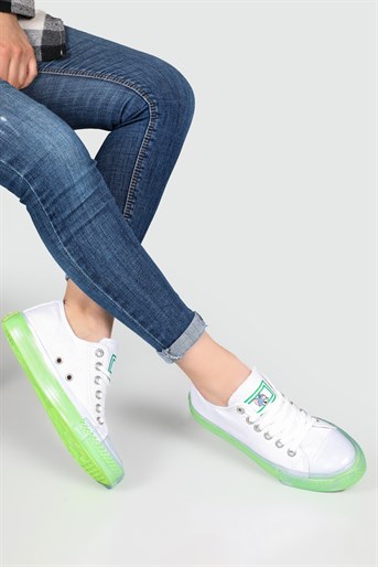 Şeffaf Keten Converse Beyaz Yeşil Unisex Spor Ayakkabı 102 Unisex Günlük Spor Ayakkabı Rock Star Rooc Star 102 22y