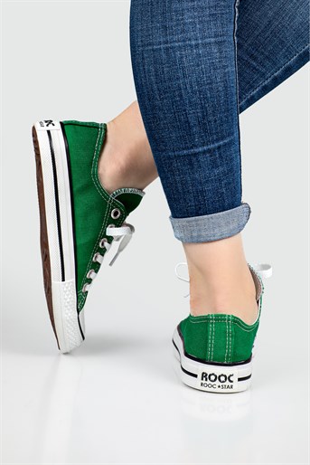 Yarım Boğazlı Keten Converse Yeşil Unisex Spor Ayakkabı 302 Unisex Günlük Spor Ayakkabı Rock Star Rooc Star 302 İNCE KISA 22y
